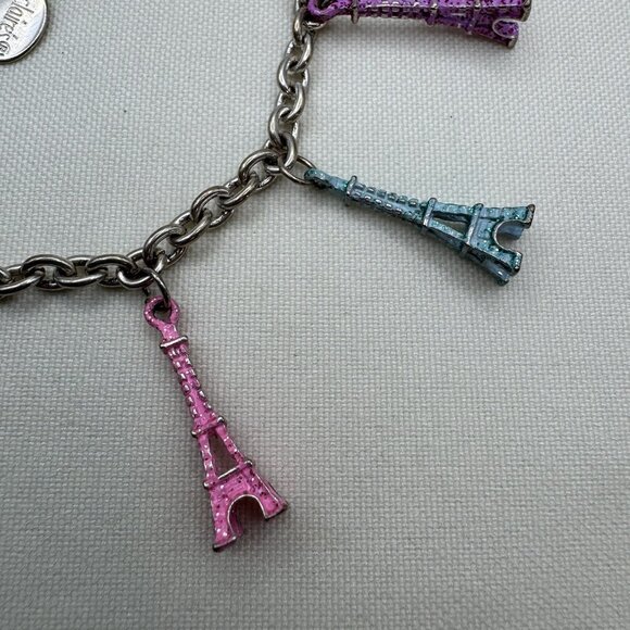 Claire’s Eiffel Tower Charm Bracelet Multicolor Paris Theme Adjustable Jewelry - Picture 6 of 8